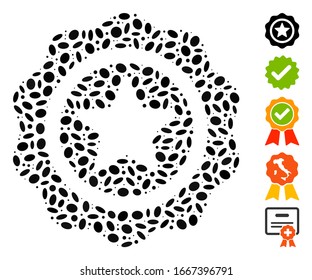 Dotted Mosaik auf der Grundlage der besten Qualität. Mosaike Vektorillustration wird mit randomisierten elliptischen Flecken in bester Qualität erstellt. Bonussymbole werden hinzugefügt.