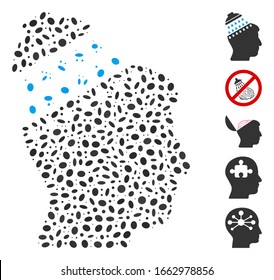 Mosaico distorsionado basado en la ducha cerebral. La ducha del cerebro vectorial mosaico se crea con objetos elipses aleatorios.