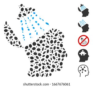 Dotted Mosaic based on brain washing. Mosaic vector brain washing is created with random elliptic items. Bonus icons are added.