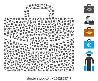 Dotted Mosaic based on briefcase. Mosaic vector briefcase is composed with random elliptic items.