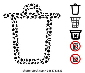 Dotted Mosaic based on bucket. Mosaic vector bucket is created with scattered oval elements. Bonus icons are added.