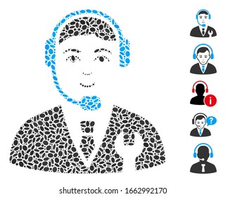 Dotted Mosaic basierend auf Call Center Boss. Mosaik Vektorillustration Call Center Chef ist mit randomisierten ovalen Punkten entworfen.