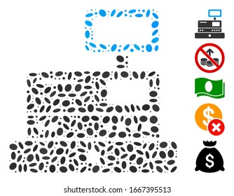 Dotted Mosaic basierend auf der Kasse. Das Mosaik Vektorillustration Kassenregister ist mit randomisierten elliptischen Flecken konzipiert. Bonussymbole werden hinzugefügt.