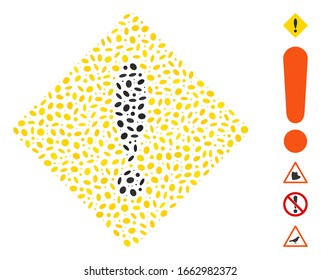 Dotted Mosaic based on caution. Mosaic vector caution is composed with random ellipse dots.