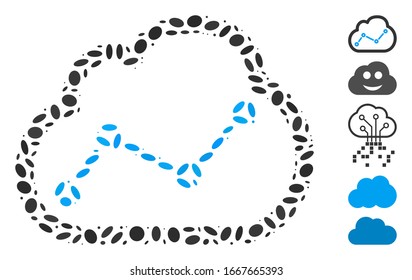 Dotted Mosaic based on chart cloud. Mosaic vector chart cloud is designed with random oval spots. Bonus icons are added.