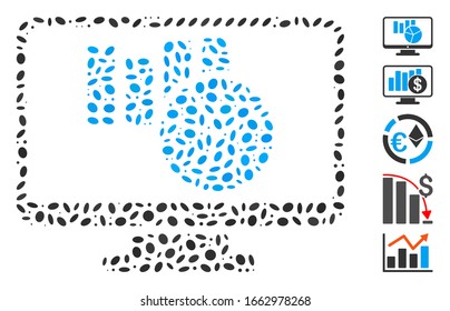 Dotted Mosaic basierend auf der Überwachung von Diagrammen. Die Überwachung der Vektorillustration der Mosaike erfolgt durch randomisierte ovale Flecken.