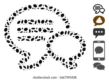 Dotted Mosaic based on chat. Mosaic vector chat is composed with random oval elements. Bonus icons are added.