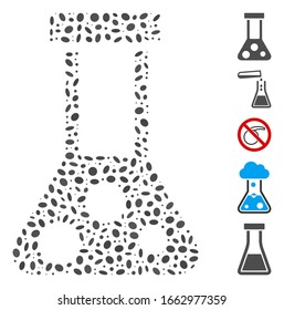 Dotted Mosaic based on chemical flask. Mosaic vector chemical flask is formed with randomized oval spots.