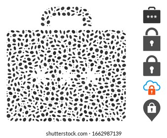 Dotted Mosaic based on cipher case. Mosaic vector cipher case is designed with scattered ellipse elements.