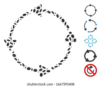 Dotted Mosaic based on circular route. Mosaic vector circular route is designed with randomized oval elements. Bonus icons are added.