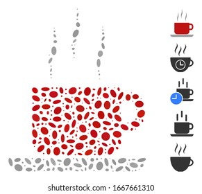 Dotted Mosaic based on coffee break. Mosaic vector coffee break is composed with scattered oval spots. Bonus icons are added.