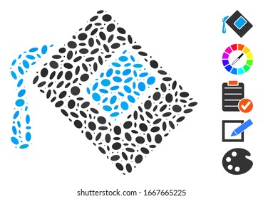 Dotted Mosaic based on color fill. Mosaic vector color fill is composed with random oval dots. Bonus icons are added.