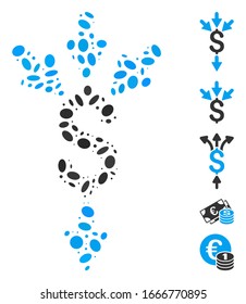 Dotted Mosaic based on combine payments. Mosaic vector combine payments is designed with randomized oval items. Bonus icons are added.