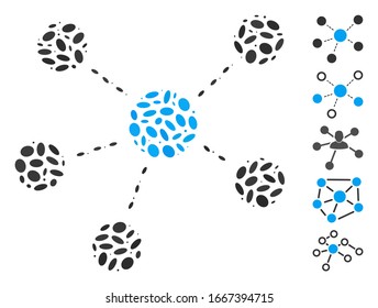 Dotted Mosaic based on connections. Mosaic vector connections is composed with random oval elements. Bonus icons are added.