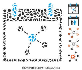 Dotted Mosaic based on connections calendar day. Mosaic vector connections calendar day is composed with scattered oval items. Bonus icons are added.