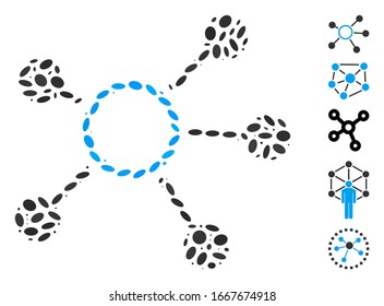 Dotted Mosaic based on connections. Mosaic vector connections is designed with random elliptic items. Bonus icons are added.