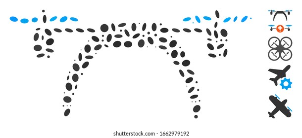 Dotted Mosaic based on copter. Mosaic vector copter is formed with random oval dots.