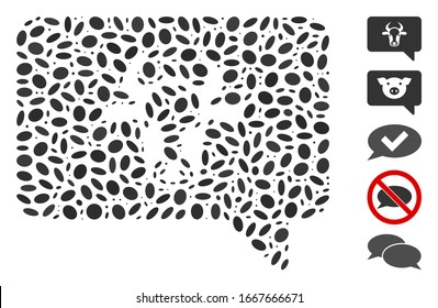Dotted Mosaic based on cow message. Mosaic vector cow message is composed with random oval elements. Bonus icons are added.