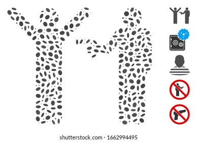 Dotted Mosaic based on crime robbery. Mosaic vector crime robbery is composed with randomized oval elements.