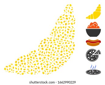 Dotted Mosaic based on croissant. Mosaic vector croissant is designed with randomized oval dots.