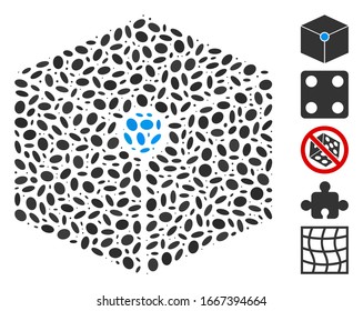 Dotted Mosaic based on cube vertex. Mosaic vector cube vertex is composed with scattered elliptic spots. Bonus icons are added.