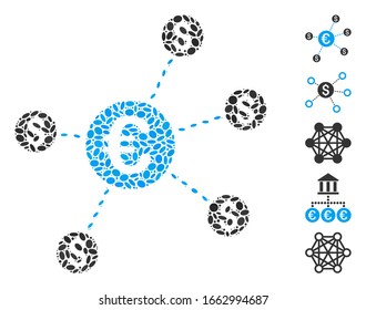 Dotted Mosaic based on currency network nodes. Mosaic vector currency network nodes is designed with randomized oval dots.