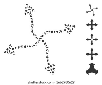 Dotted Mosaic based on curve arrows. Mosaic vector curve arrows is created with random ellipse spots.