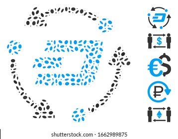 Dotted Mosaic based on Dash turnover. Mosaic vector Dash turnover is composed with randomized elliptic elements.