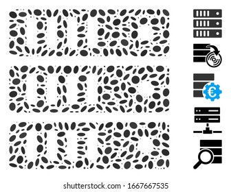 Dotted Mosaic based on database server. Mosaic vector database server is formed with scattered elliptic dots. Bonus icons are added.