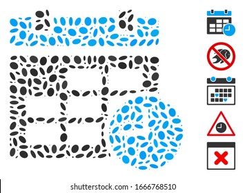 Dotted Mosaic based on date and time. Mosaic vector date and time is created with random oval elements. Bonus icons are added.