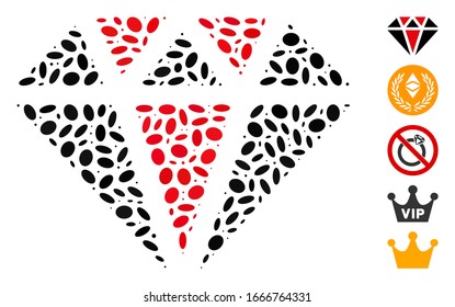 Dotted Mosaic based on diamond. Mosaic vector diamond is designed with scattered ellipse elements. Bonus icons are added.