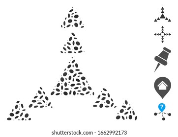 Dotted Mosaic based on direction triangles. Mosaic vector direction triangles is created with scattered elliptic elements.