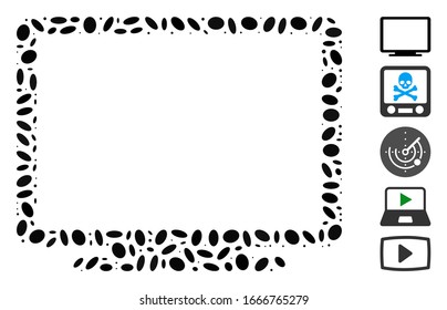 Dotted Mosaic based on display. Mosaic vector display is designed with random ellipse spots. Bonus icons are added.