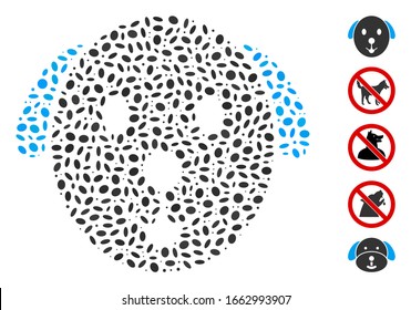 Mosaico distorsionado basado en perro. El perro vector mosaico se crea con elementos ovales aleatorizados.