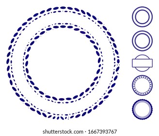 Dotted Mosaic based on double circle frame. Mosaic vector double circle frame is formed with scattered elliptic elements. Bonus icons are added.