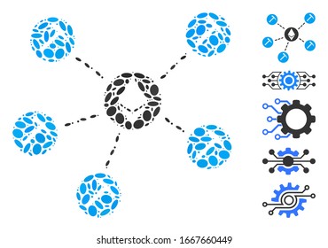 Gedotter Mosaik auf der Grundlage von Ethereum Bergbaubecken. Mosaik Vektorillustration Ethereum Bergbau Pool ist mit zufälligen ovalen Gegenständen gebildet. Bonussymbole werden hinzugefügt.