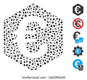 Dotted Mosaic based on Euro finance. Mosaic vector Euro finance is created with scattered oval elements.