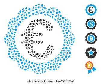 Dotted Mosaic based on Euro quality stamp. Mosaic vector Euro quality stamp is designed with randomized oval dots.