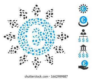 Dotted Mosaic based on Euro payments. Mosaic vector Euro payments is designed with randomized ellipse spots.