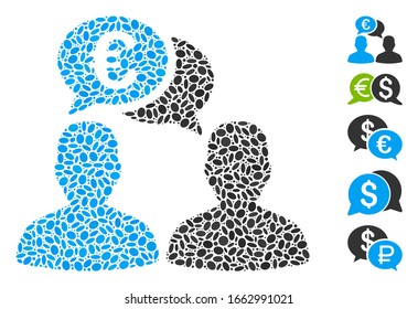 Dotted Mosaic based on Euro chat. Mosaic vector Euro chat is formed with randomized elliptic dots.
