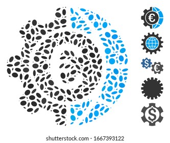 Dotted Mosaic based on Euro global industry. Mosaic vector Euro global industry is formed with randomized elliptic spots. Bonus icons are added.
