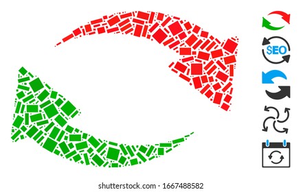 Dotted Mosaic based on exchange. Mosaic vector exchange is composed with scattered rectangular items. Bonus icons are added.