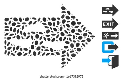 Dotted Mosaic based on exit direction. Mosaic vector exit direction is designed with randomized oval spots. Bonus icons are added.