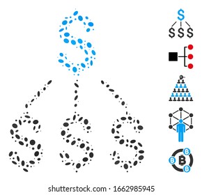 Dotted Mosaic based on financial structure. Mosaic vector financial structure is formed with scattered elliptic dots.