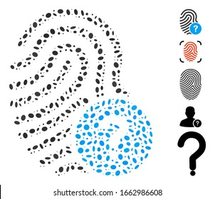 Dotted Mosaic based on fingerprint status. Mosaic vector fingerprint status is formed with randomized oval dots.