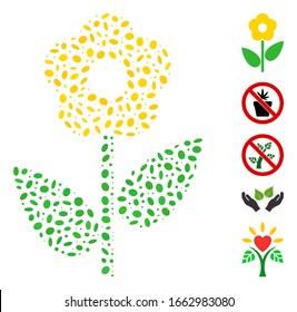 Dotted Mosaic based on flower plant. Mosaic vector flower plant is composed with randomized oval spots.