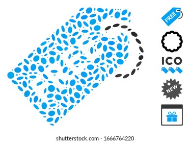 Dotted Mosaic based on free tag. Mosaic vector free tag is composed with random oval dots. Bonus icons are added.
