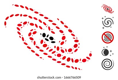 Dotted Mosaic based on galactic. Mosaic vector galactic is created with scattered oval items. Bonus icons are added.