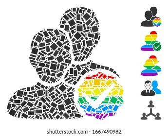 Mosaico distorsionado basado en sólo para gays. El vector mosaico sólo se crea con puntos rectangulares aleatorizados. Se agregan iconos de bonificación.