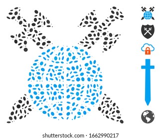 Mosaico distorsionado basado en la protección global. La protección global del vector mosaico se crea con elementos de elipse aleatorizados.